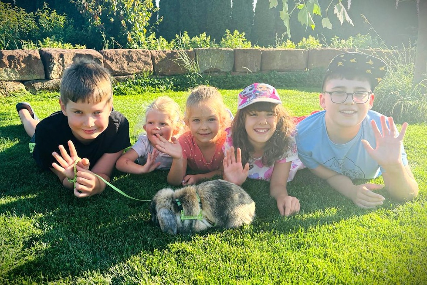 Terapeutický králík Láďa našich dobrovolníků si užívá prázdniny